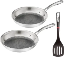 Tefal Pfannenset ETERNAL MESH Edelstahl Kratzfest °24cm/°28cm + Ingenio Pfannenwender