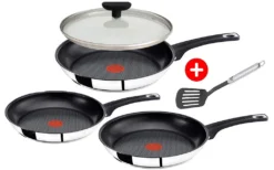 Tefal E43510 Jamie Oliver Pfannenset 5 Tlg 20,26,28cm Edelstahl Pfannen Bratpfannen Mit Deckel Pfanne Teflon Induktion Induktionsgeeignet Ofenfest Antihaftbeschichtet -Tefal 7e991d5a937c050df4ba458186156a14
